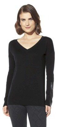Mossimo Women's V-Neck Sweater w/ Faux Leather - Assorted Colors