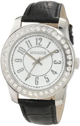 Lancaster Women's OLA0472BN-NR Non Plus Ultra Crystal Accented White Dial Black Leather Watch