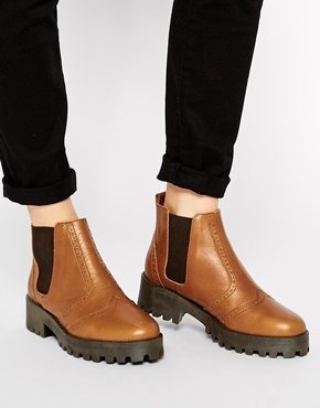 ASOS ALTER EGO Leather Chelsea Ankle Boots - Tan