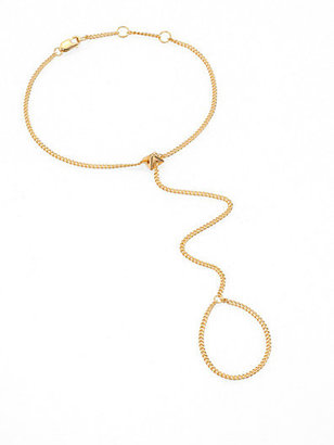 Jennifer Zeuner Jewelry Kristen 18K Yellow Gold Vermeil Hand Chain Bracelet & Ring