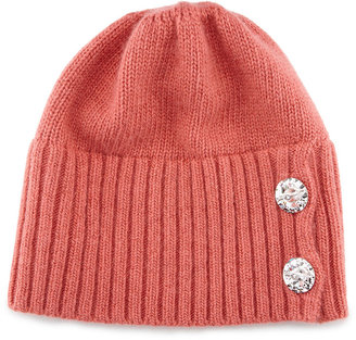 Portolano Crystal-Button Knit Hat, Prairie Rose