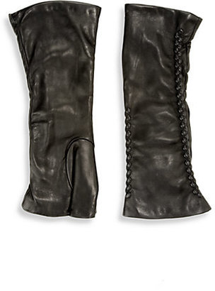 Saks Fifth Avenue Fingerless Leather Gloves