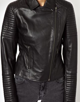 ASOS Leather Biker Jacket with Quilt Detail