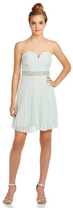 Sequin Hearts Strapless Pleated Dress