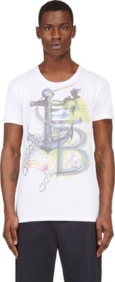Balmain White Anchor Print T-Shirt