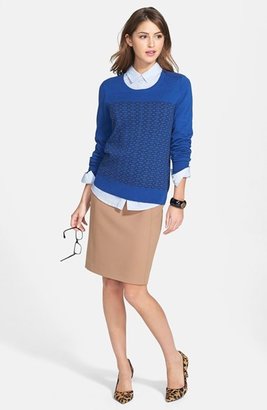 Halogen 'Lock & Key' Shoulder Zip Intarsia Sweater
