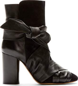 Isabel Marant Black Suede & Leather Wrapped Anzel Ankle Boots