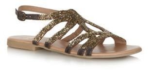 Faith Brown beaded leather strap sandals