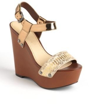 Vera Wang Jamaya Leather Platform Wedge Sandals