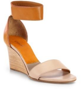 Chloé Gala Leather Ankle Strap Wedge Sandals