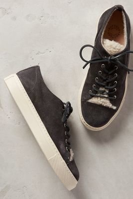 Buttero Shearling Lace-Ups Black 39 Euro Wedges