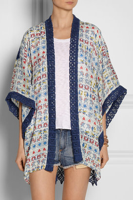 Anna Sui Lace-paneled silk kimono-style jacket