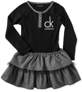 Calvin Klein Little Girls' Polka Dot Ruffled Dress