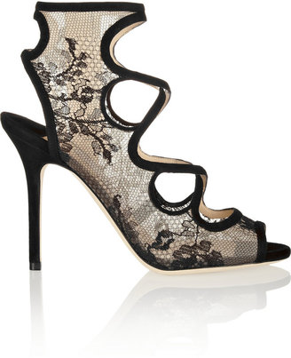 Jimmy Choo Jalislo cutout suede and lace sandals