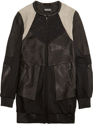 Leon Francis Paneled leather and neoprene jacket