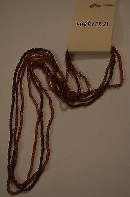 Forever 21 Jewelry  Brown Multi-Row Bead Necklace Made in India Beads 28" Long