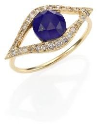 Jacquie Aiche Lapis, Diamond & 14K Yellow Gold Eye Ring
