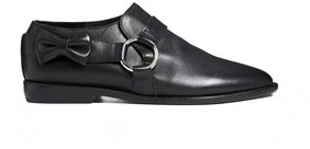 F-Troupe Black Leather Flat Shoes - Black leather