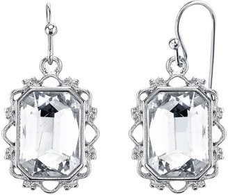 1928 Faceted Simulated Crystal Rectangle Drop Earrings