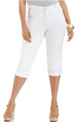 Style&Co. Style & Co. Plus Size Tummy Fit Capri Jeans, Bright White Wash