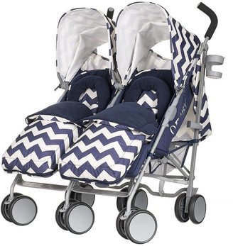 O Baby Obaby Leto Plus Twin Stroller and Footmuffs - Zigzag Navy