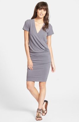 James Perse Sueded Stretch Jersey Wrap Dress