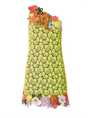 Christopher Kane One-shoulder floral lace dress