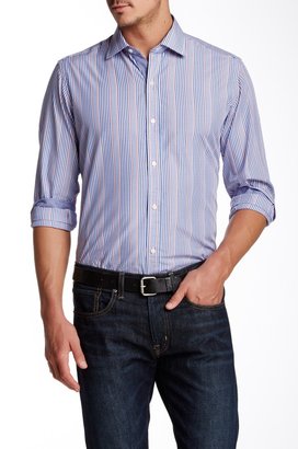 Tailorbyrd Spread Collar Long Sleeve Striped Shirt