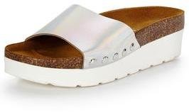 Shoebox Shoe Box Nicki Iridescent Upper Footbed Sandals - White Sole