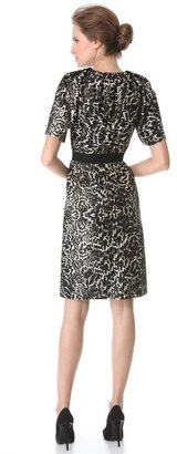 Giambattista Valli Short Sleeve Leopard Dress