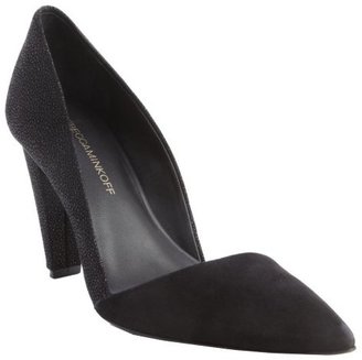 Rebecca Minkoff black suede and embossed leather 'Abel' d'Orsay pumps
