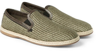 Dolce & Gabbana Leather-Lined Woven-Straw Espadrilles