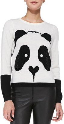 Alice + Olivia Crewneck Rhinestone Panda Sweater