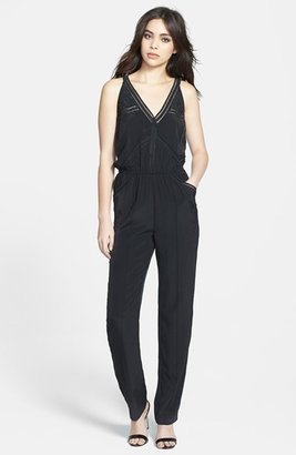 Madison Marcus Lace Trim Embroidered Silk Jumpsuit