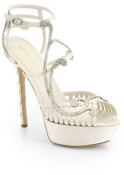 Sergio Rossi Crystal-Coated Satin Sandals