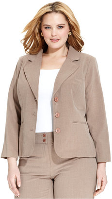 Amy Byer Plus Size Suiting Three-Button Blazer