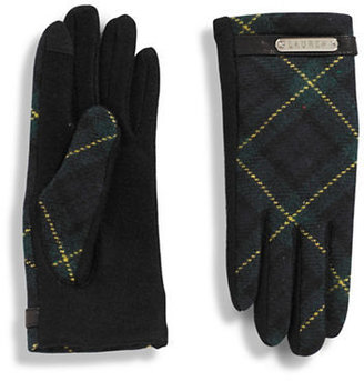 Lauren Ralph Lauren Tartan Wool Blend Touch Gloves-GREEN-Large