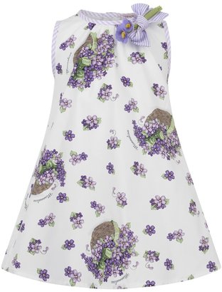 MonnaLisa Baby Girls White & Purple Floral Sleeveless Dress