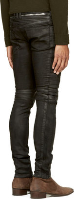 Balmain Black Coated Biker Jeans