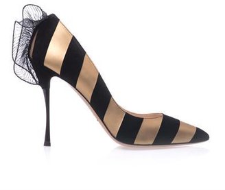 Nicholas Kirkwood Leather and suede stripe point-toe pumps