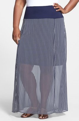 Bellatrix Slit Front Woven Maxi Skirt (Plus Size)