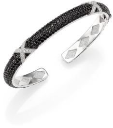 Jude Frances Soho Black Spinel, White Sapphire & Sterling Silver Five-Row Narrow Crisscross Cuff Bracelet