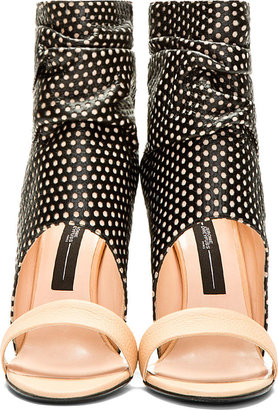 Jerome Dreyfuss Nude & Black Perforated Ella Cale Ankle Boots