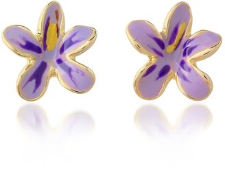 A-Z Collection Garden Line - Purple Enamel Flower Earrings