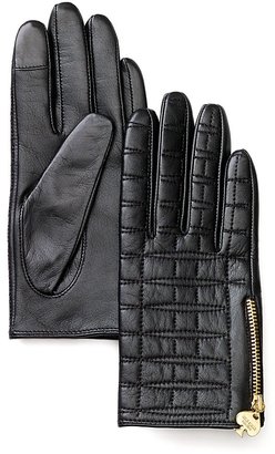 Kate Spade Quilted Logo Leather Tech Gloves