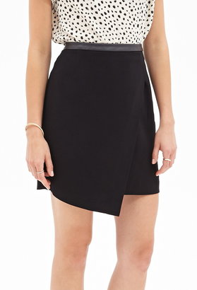 Forever 21 Contemporary Faux Leather-Trimmed Wrap Skirt