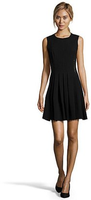 Jill Stuart JILL black stretch elasticized piping fit and flare sleeveless dress