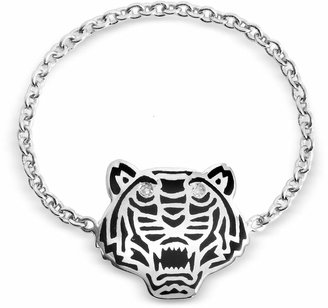 Kenzo Black Lacquer Sterling Silver Mini Tiger Ring
