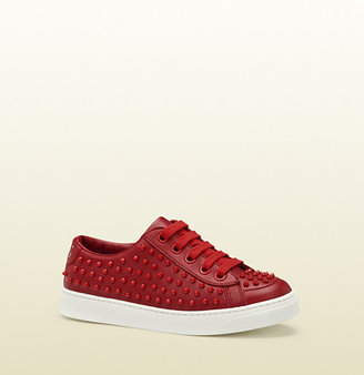 Gucci Red Leather Studded Sneaker
