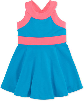 Milly Minis Ponte Circle Sleeveless Dress, Aqua/Pink